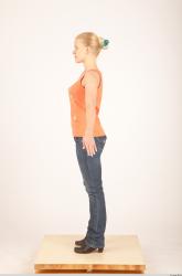 Whole Body Woman White Casual Slim Female Studio Poses